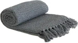 Emma Barclay Honeycomb Throw Over Blanket 90" X 100" Charcoal