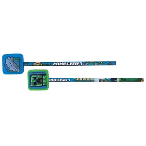 Minecraft Pencil and Topper Set (Pack of 2) Multicoloured (One Size)