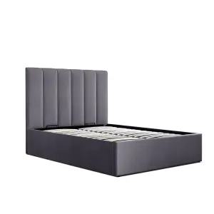 Linea Grey Upholstered Ottoman - Double Bed Frame Only