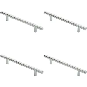 4x Round T Bar Cabinet Pull Handle 188 x 12mm 128mm Fixing Centres Chrome