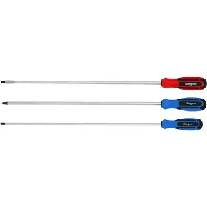 3 Pack of 450mm Extra Long Reach Screwdrivers - Durable Slotted and Phillips Set