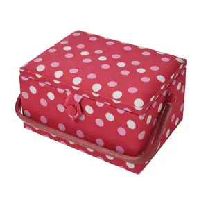 Medium Sewing Basket Red Spot 18.5 x 26 x 15cm - Sewing Online GA1126M