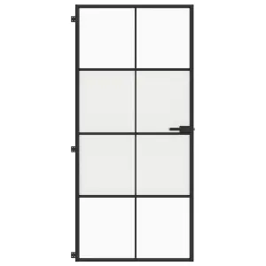 Berkfield Interior Door Slim Black 93x201.5 cm Tempered Glass and Aluminium