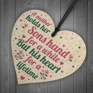 Red Ocean Mother And Son Gifts Wooden Heart Mum Birthday Christmas Gift Keepsake Plaque