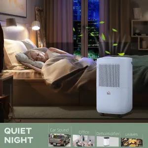 HOMCOM 10L/Day 2.2L WiFi Smart Dehumidifier, Portable Quiet Air Dehumidifier