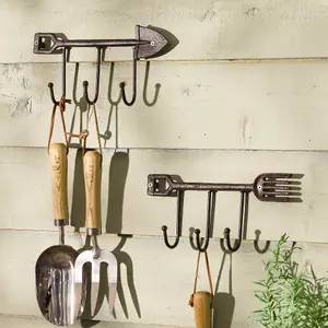 Vintage Style Spade and Fork Gardening Wall Hooks