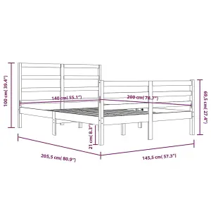 Berkfield Bed Frame White Solid Wood Pine 140x200 cm