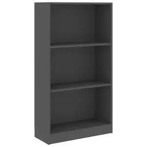 Berkfield 3-Tier Book Cabinet Grey 60x24x109 cm Engineered Wood