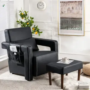 Costway Modern Accent Sofa Chair w/ Ottoman Upholstered leisure Armchair Living Room