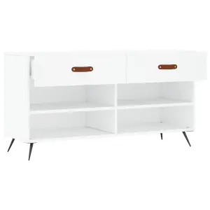 Berkfield Shoe Bench White 102x35x55 cm Engineered Wood