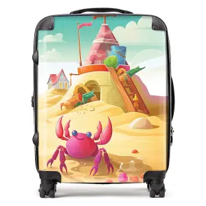 Pink Crab On A Beach Holiday Suitcase - Large