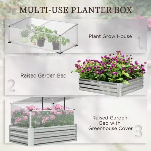 Outsunny Mini Greenhouse and Planters, Raised Beds for Garden with Cold Grame