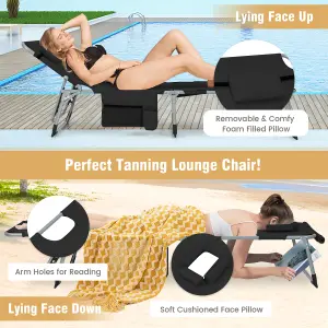 Costway Outdoor Folding Chaise Lounger Patio Lounge Chair Portable Beach Recliner 5-position Adjustable