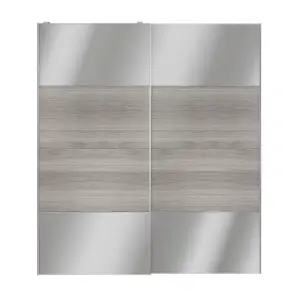 Atomia Panelled Mirrored Grey oak effect 2 door Sliding Wardrobe Door kit (H)2250mm (W)2000mm