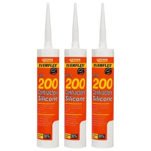 Everbuild Everflex 200 Contractors LMA Silicone Sealant, Black, 295 ml(Pack of 3)