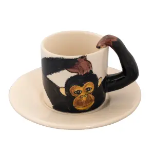 Coffee Tea Cups and Saucers Set Monkey Mug by Laeto House & Home - INCLUDING FREE DELIVERY