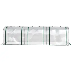 Outsunny Tunnel Greenhouse Steel Frame for Garden w/ Zipper Doors