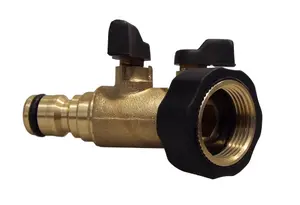 garden /patio watering, solid brass two way tap splitter/manifold