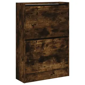 Shoe Cabinet Smoked Oak 60x21x87.5 cm Engineered Wood