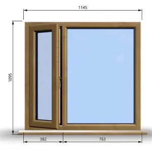 1145mm (W) x 1095mm (H) Wooden Stormproof Window - 1/3 Left Opening Window - Toughened Safety Glass