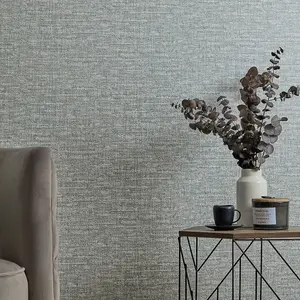 Loom Luxe Wallpaper in Soft Blue and Grey