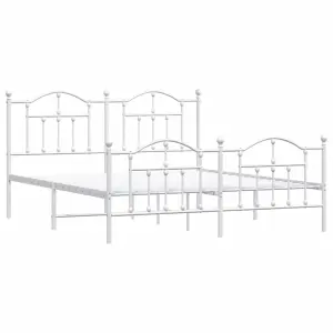 Berkfield Metal Bed Frame with Headboard and Footboard White 183x213 cm