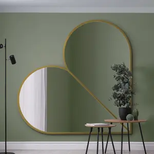 MirrorOutlet The Corde Gold Metal Framed Heart Shaped Mirror 180CM X 180CM