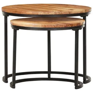 Accomac Solid Acacia Wood 2 Piece Nest of Tables (Set of 2)