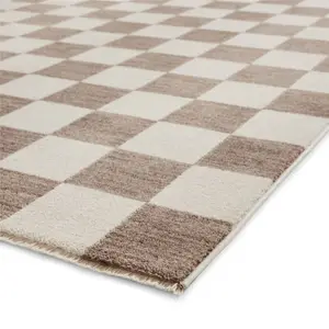 Baltimore 66618 Checkerboard Geometric Modern Rugs in Grey - 60x120cm