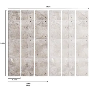 Grandeco Industrial Concrete Block 3 Lane Repeatable Wallpaper Mural 159 x 280cm