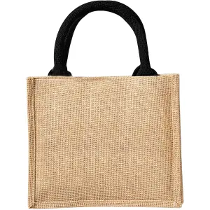 Westford Mill Jute Mini Gift Bag (6 Litres) (Pack Of 2) Natural/Black (One Size)