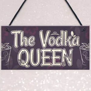 Red Ocean Vodka Queen Funny Friendship Gift Birthday Home Bar Hanging Wall Sign Plaque Gift For Her