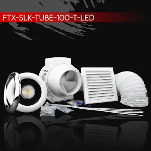 Blauberg TURBO E 100-T In-line Axial Extractor Fan Kit with LED Light