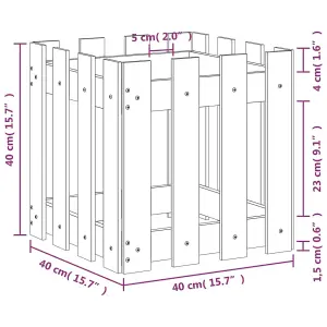 Berkfield Garden Planter with Fence Design White 40x40x40 cm Solid Wood Pine