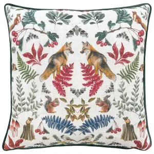 Evans Lichfield Mirrored Fox Watercolour Printed Piped Feather Rich Cushion