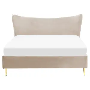 Velvet EU King Size Bed Taupe CHALEIX