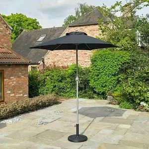 2M Garden Crank & Tilt Black Parasol