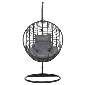 Hanging Chair with Stand ASPIO PE Rattan Black