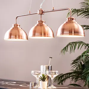 Litecraft Brooklyn Gold 3 Light Industrial Ceiling Pendant Bar