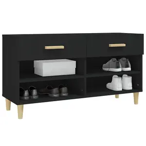 Berkfield Shoe Cabinet Black 102x35x55 cm Engineered Wood