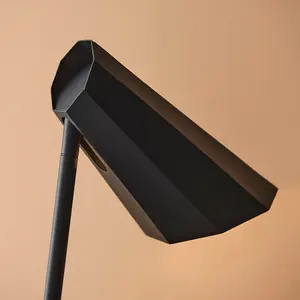 2 PACK Matt Black Angled Table Lamp - Adjustable Head - Modern Desk Task Light