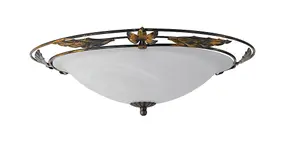 Luminosa RICCIO 2 Light Decorative Flush Ceiling Light White 40cm