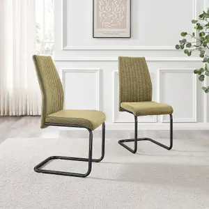 Furniturebox UK Lorenzo 2x Sage Green Fabric Black Leg Dining Chair