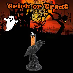 Flameless Halloween Crow Candle Halloween Party, Trick or Treat  Orange