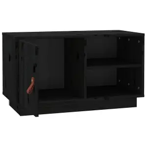 Berkfield TV Cabinet Black 70x34x40 cm Solid Wood Pine