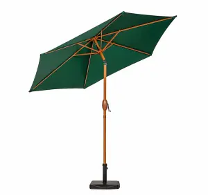 2.5m Green Crank and Tilt Parasol Woodlook Aluminium Pole