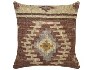 Throw Cushion BEEL Jute 45 x 45 cm Geometric Red