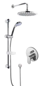 Current Concealed Round Manual Valve with Multi Function Slide Rail Kit, Arm & Head Shower Bundle - Chrome - Balterley