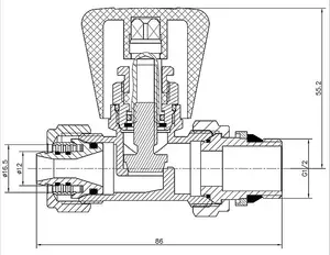Invena 16mm x 1/2 Inch Straight Manual Inlet Radiator Valve Pex Compression Fittings