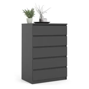 Naia Chest of 5 Drawers in Black Matt